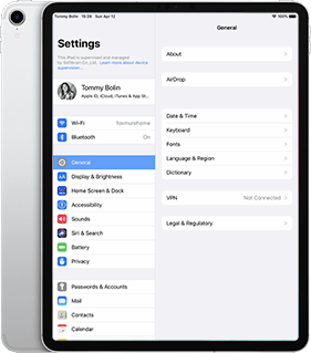 iPadのモックアップ セッティング画面